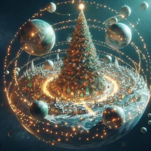 Davanti a lei vi era uno spettacolo incredibile, si trovano davanti a quello che sembrava un gigantesco albero di natale situato nello spazio
