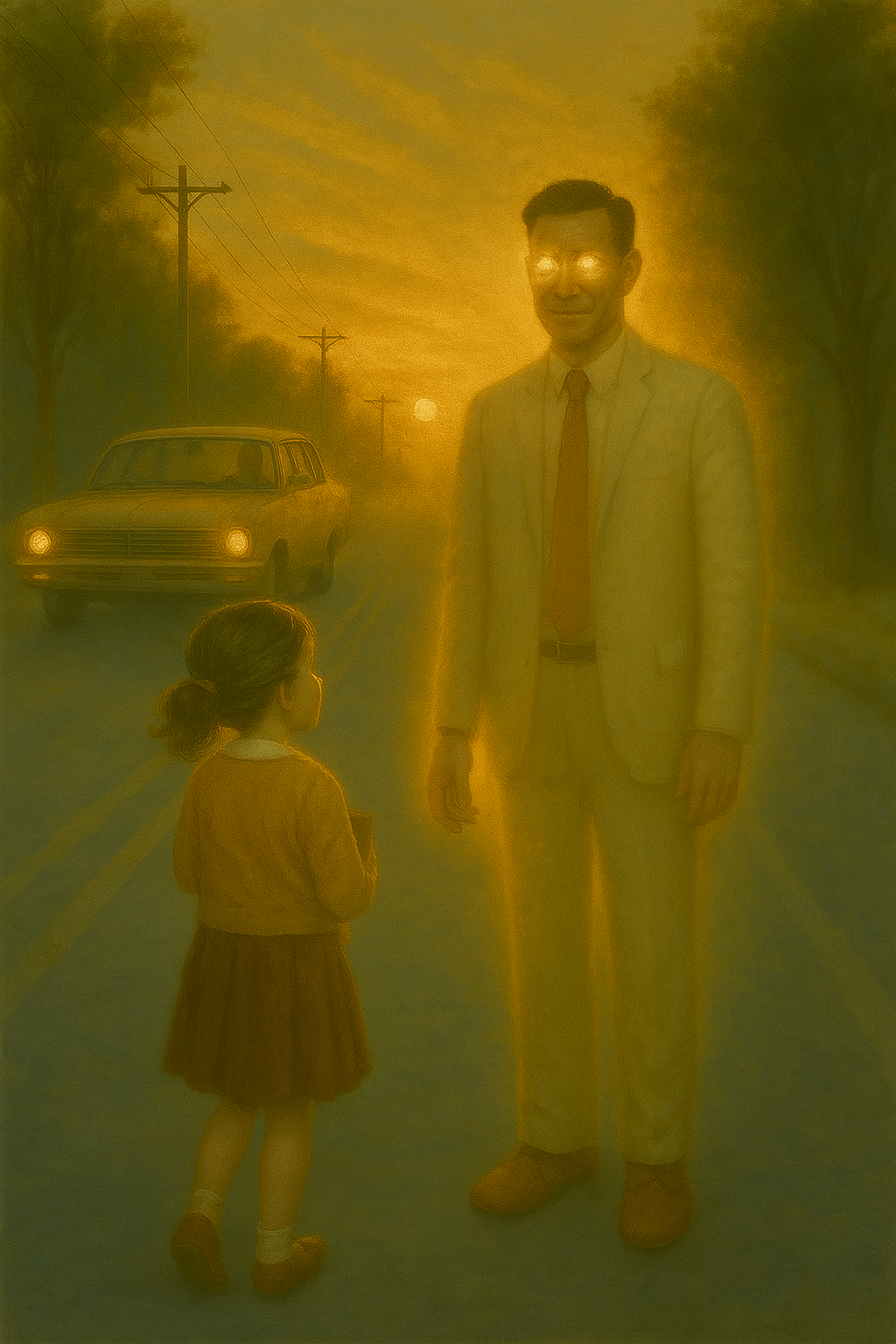 L'angelo — stranamente privo di ali — l'accompagnò fino alla porta di casa, dicendole che non era ancora il suo momento e che era un grande fan delle sue storie