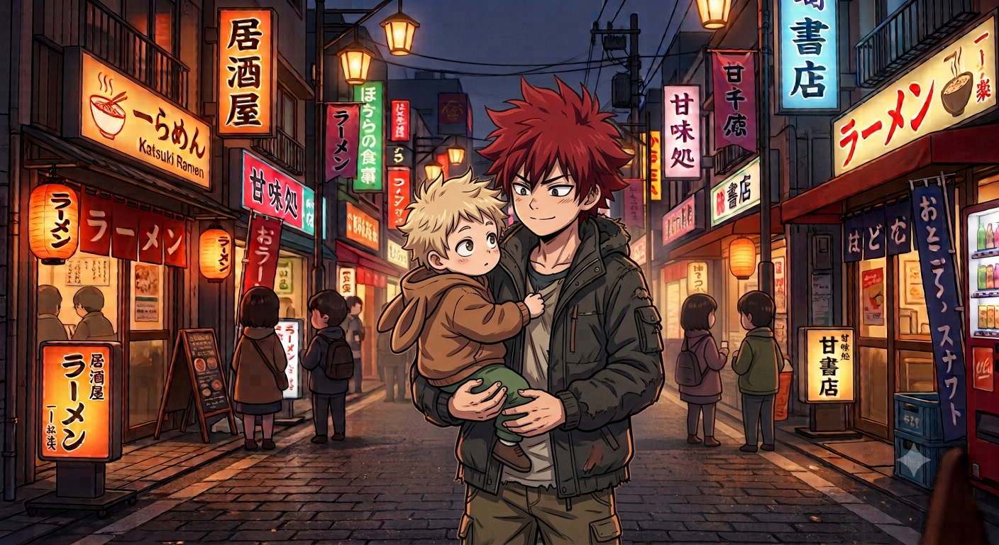 Poco più in là riconobbe Hitoshi, che si dirigeva verso un biondino con due ali rosse sulla schiena: Keigo, che