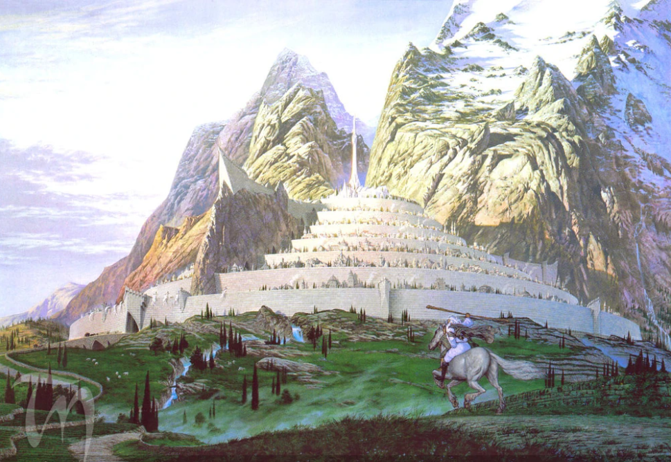La vista era da togliere il fiato: davanti a loro si stagliava la bellissima e mitica città di Minas Tirith, capitale del rigoglioso e fiorente regno di Gondor