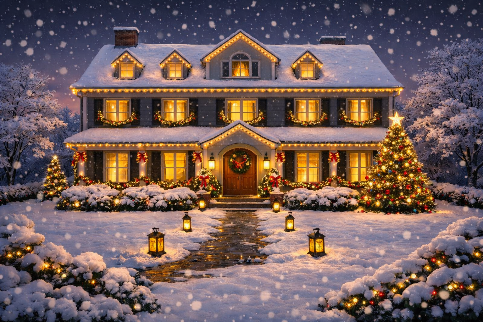 Una volta usciti, madre e figlio si trovarono davanti a un paesaggio da sogno che sembrava uscito da un film di Natale