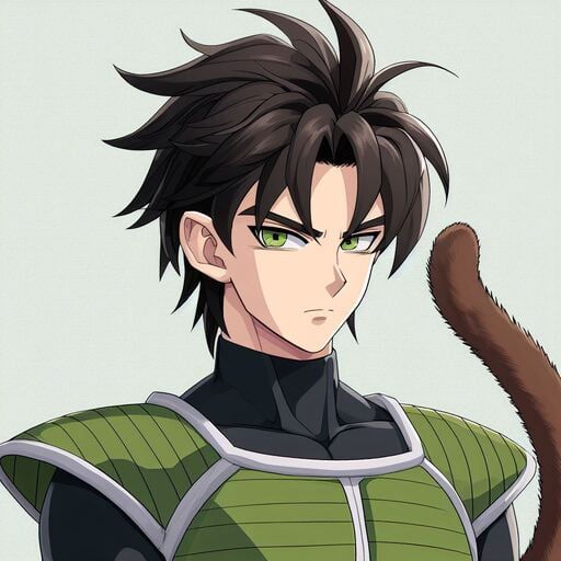 Il ragazzo era chiaramente un saiyan, visto che aveva i capelli neri così come gli occhi, un'armatura della sua specie verde e nera e una lunga coda marrone che teneva comodamente avvolta attorno al corpo a mo' di cintura