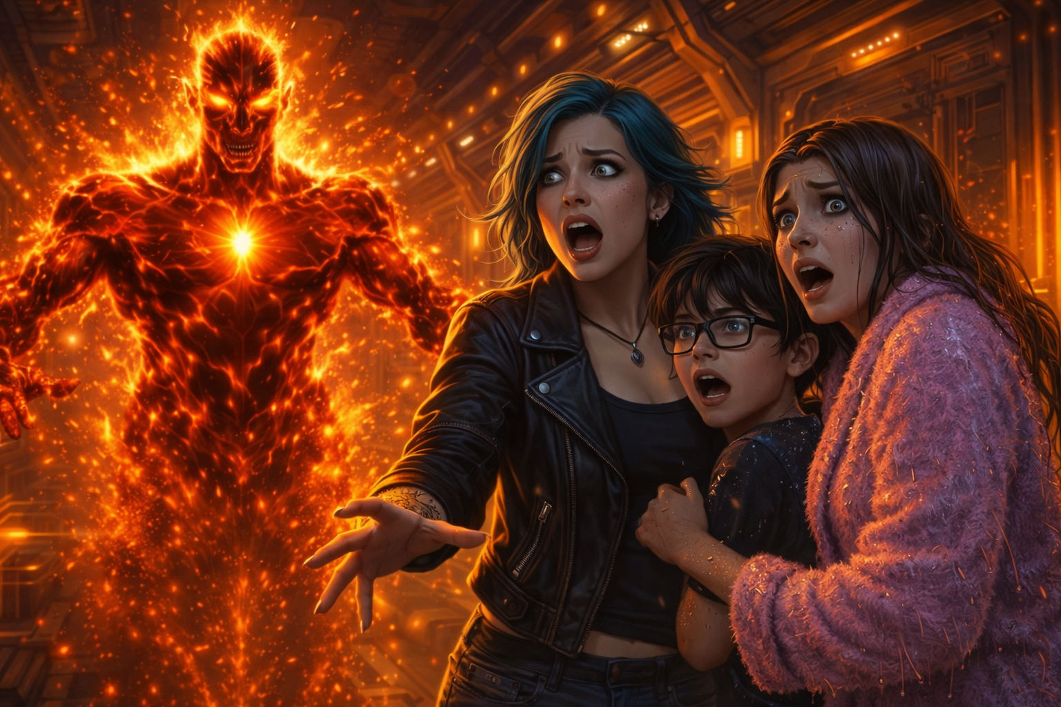 Paradox si mise subito protettiva davanti ai figli, sfidando l'essere con lo sguardo, anche se una nota di preoccupazione le attraversò il volto