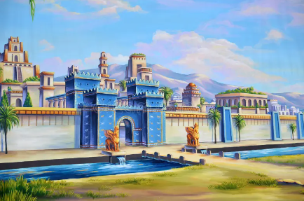 Davanti a loro si innalzava la Porta di Ishtar, maestosa e impossibile da ignorare: mattoni smaltati di un blu profondo, decorati da file di tori e draghi dorati che sembravano brillare sotto il sole
