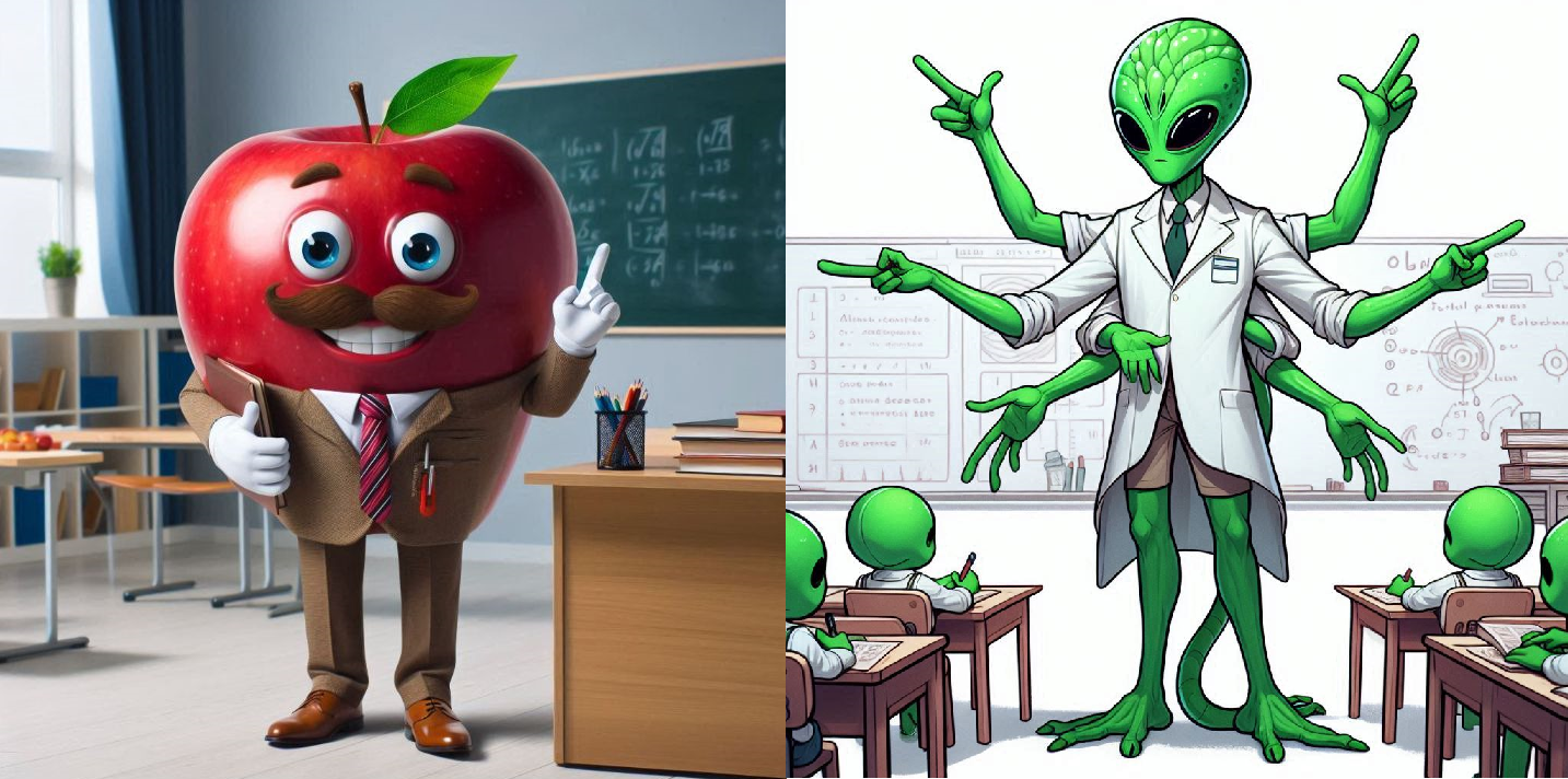 Sono stato un professore-mela e persino un buffo alieno verde dalle molte braccia!