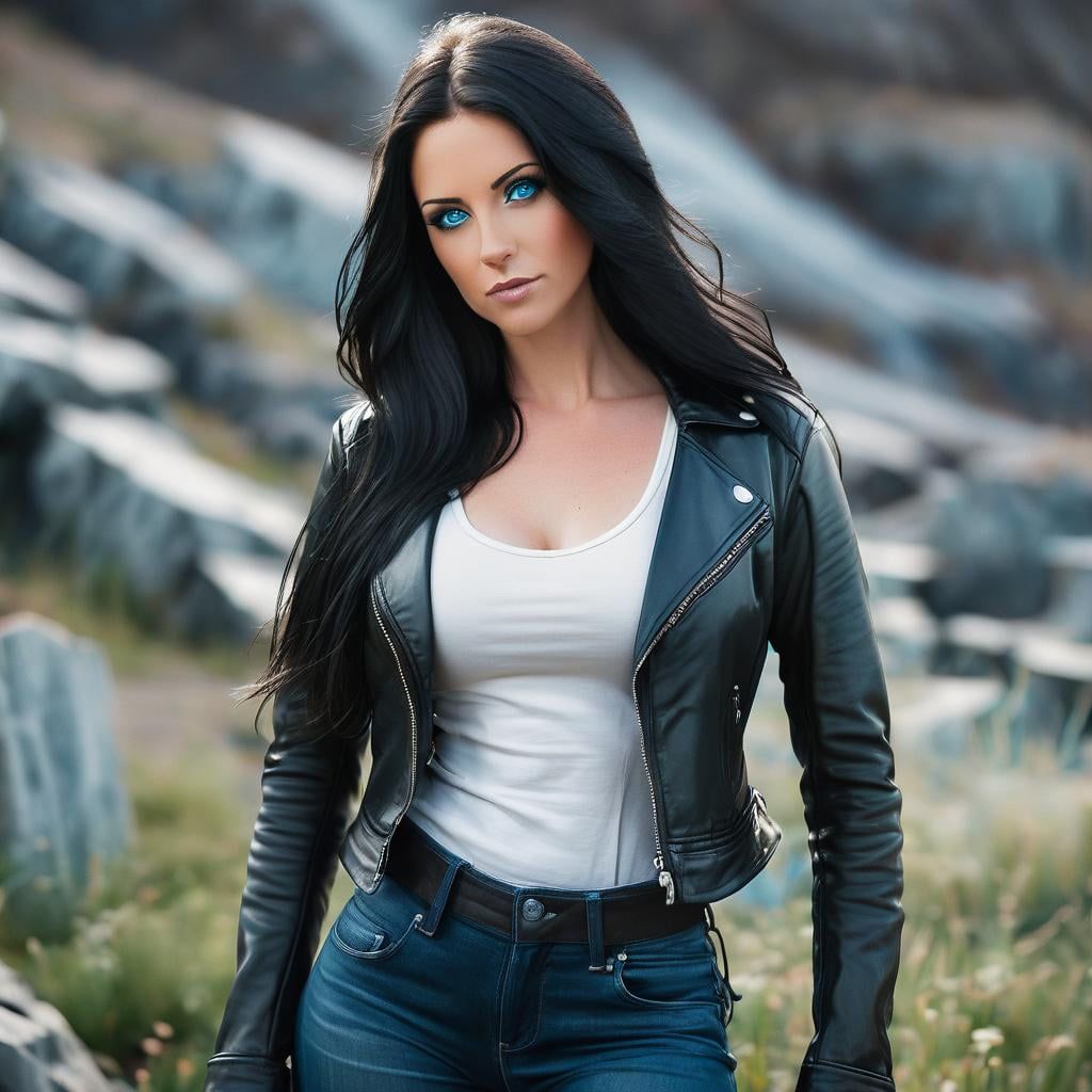 Poco più in là, appoggiata alla cassa vi era una bellissima donna dai lunghi capelli neri e gli occhi di un azzurro glaciale