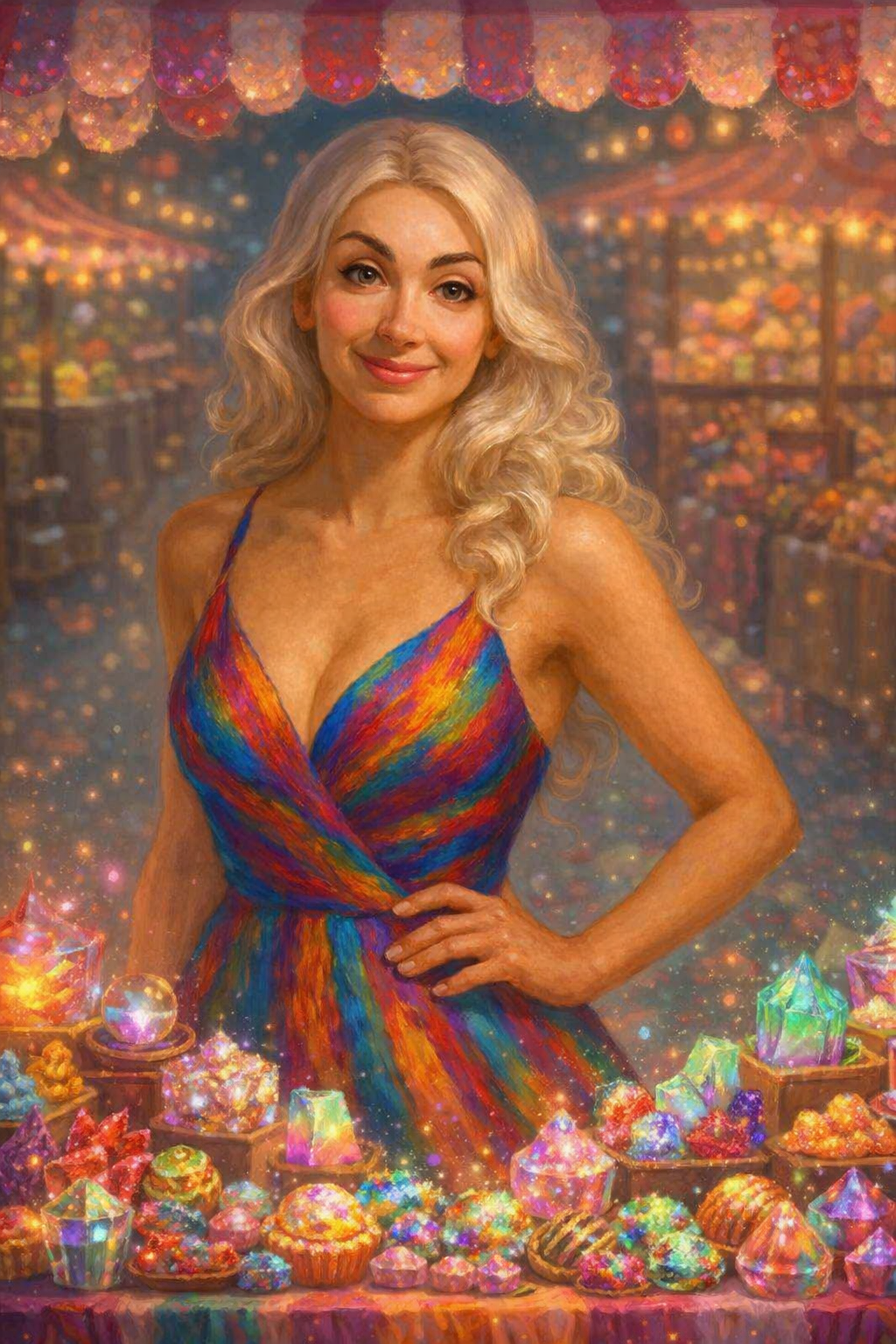 Vendeva dolci che emanavano un profumo inebriante: alcuni avevano colori impossibili, sfumature che cambiavano mentre li muovevi; altri sembravano brillare come se avessero piccole particelle luminose all'interno; altri ancora avevano forme geomet...